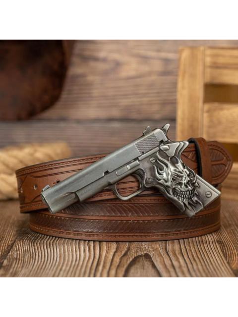 Skulls - ghost head element pistol buckle pu leather belt