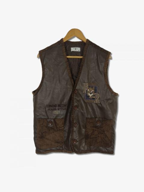 Other Designers Designer - Fernand Razzini Italy Designer Leather Corduroy Vest Jacket
