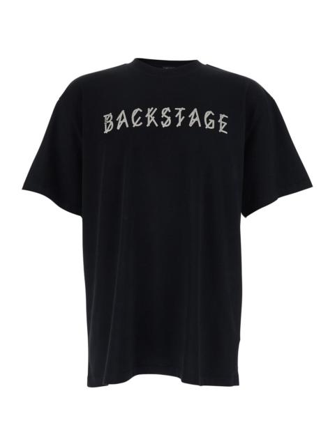 Other Designers 44 Label Group Men Black Crew Neck T-Shirt With Maxi Logo On The Front And Back In Cotton Man