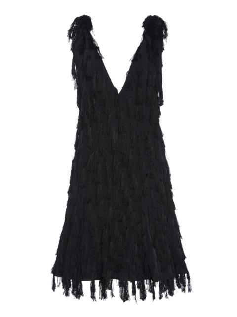 Bottega Veneta Fringed Fil Coupe Crepe Mini Dress black