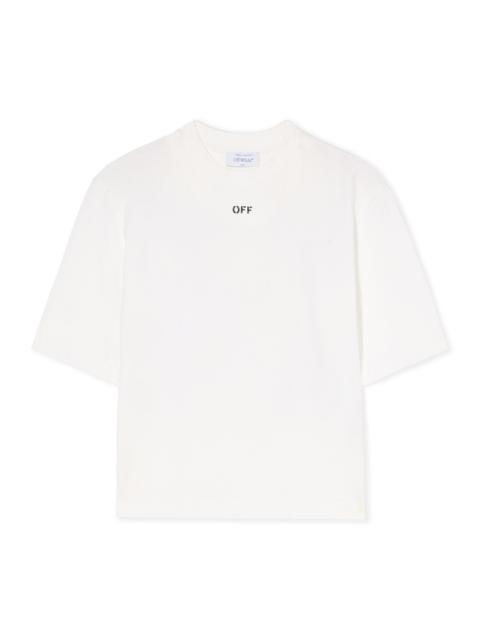 Off-White Embroidered Flowers Boxy Logo Tee