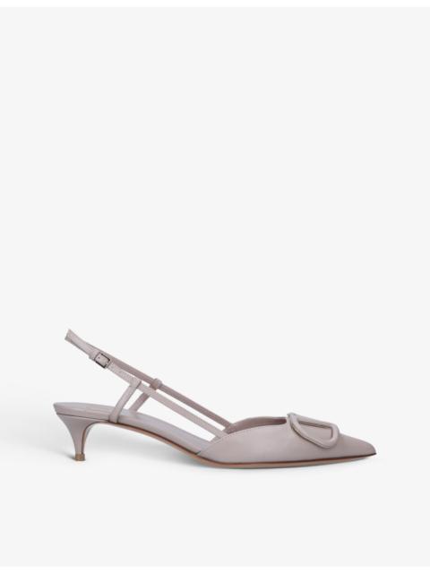 Valentino VLOGO 40 pointed-toe leather slingback courts