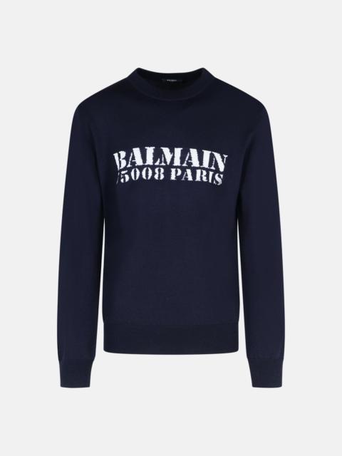 Balmain NAVY MERINO WOOL SWEATER
