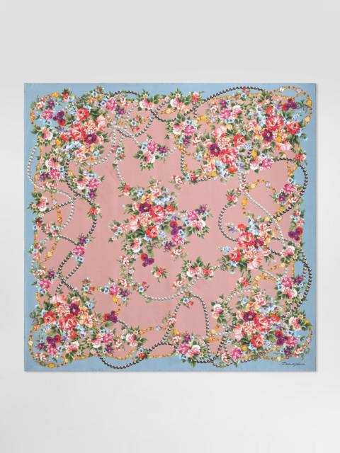 Dolce & Gabbana Small flower bouquets-print silk twill scarf 90x90