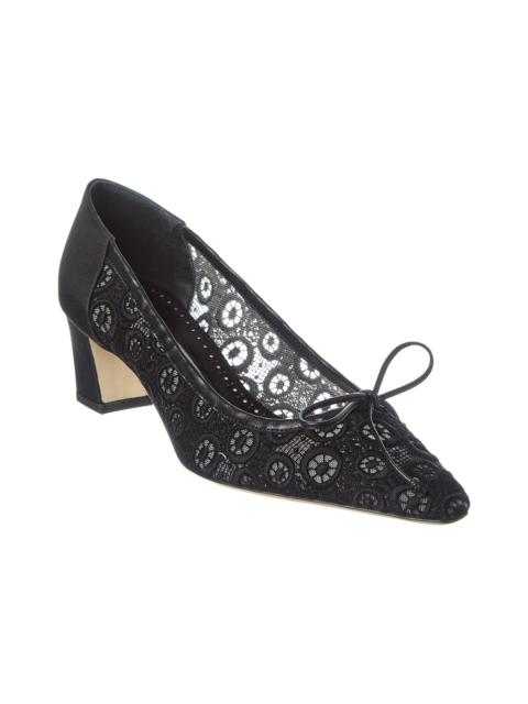 Manolo Blahnik Manolo Blahnik Martebal 50 Lace & Satin Pump