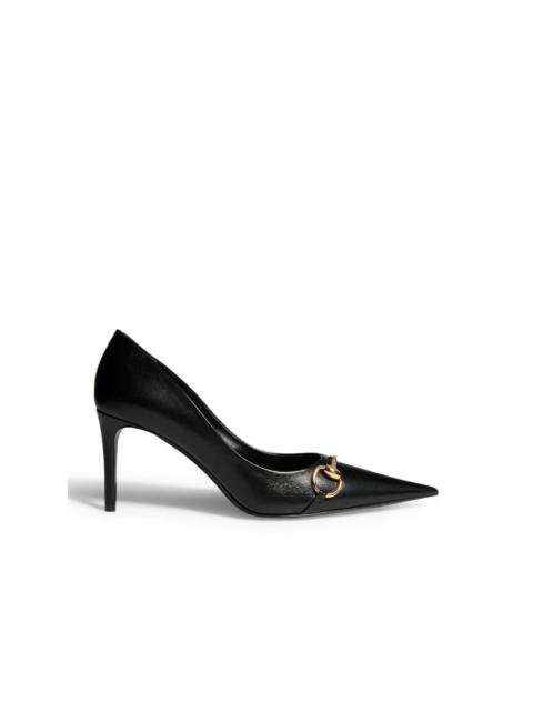 GUCCI GUCCI Leather Black Horsebit 80mm Pumps New & Authentic (Wom