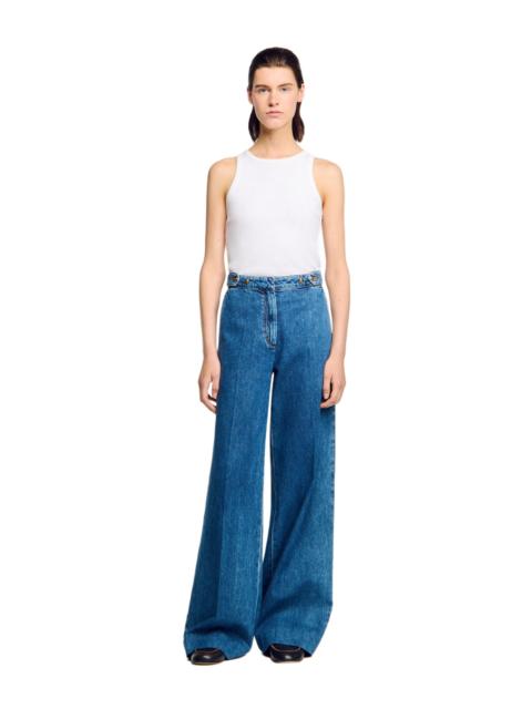 Sandro SANDRO Mid-rise wide leg jeans in Blue Jean at Nordstrom