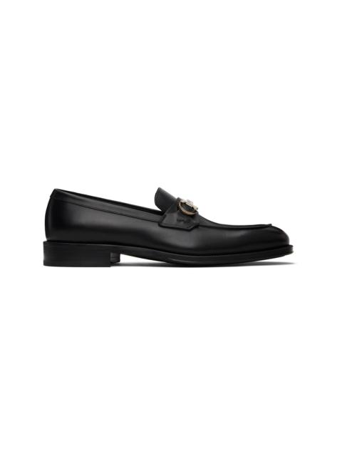 FERRAGAMO Black Gancini Ornament Loafers
