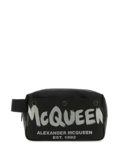 Alexander Mcqueen Men Black Fabric Mcqueen Graffiti Beauty Case