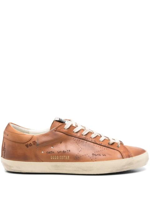 Golden Goose Golden Goose Men "Super Star" Letaher Upper With Jorney Print Forated Star Sneakers