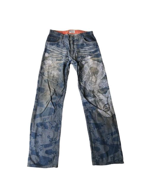 Other Designers RARE💥Kara Kuri Japanese traditional emrodery dragon denim