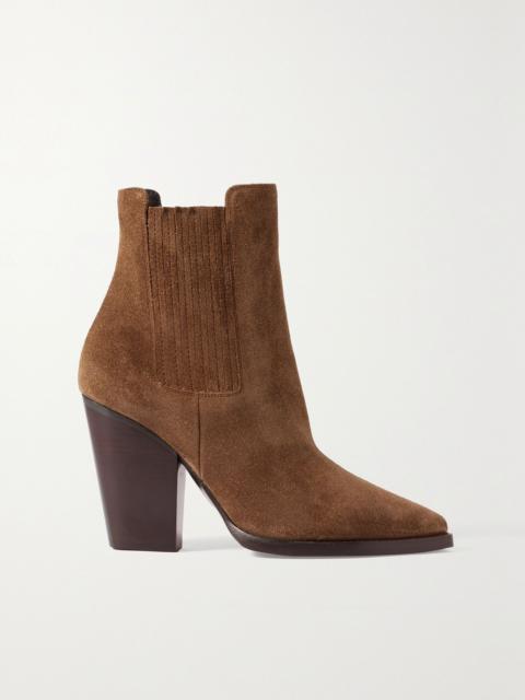 SAINT LAURENT Theo suede ankle boots Brown