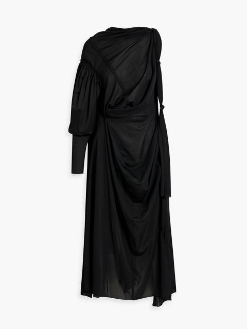 Acne Studios One-sleeve crepe and sateen midi dress