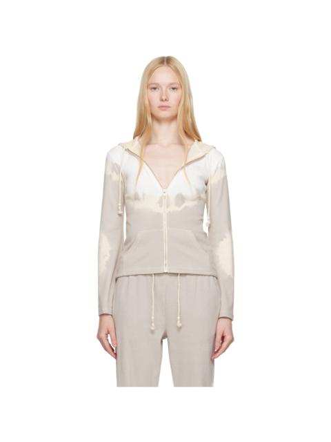 MM6 Maison Margiela Gray & Off-White Interlock Cotton Jersey Hoodie