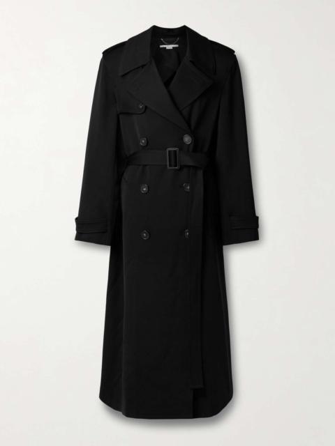 Belted double-breasted wool-twill trench coat