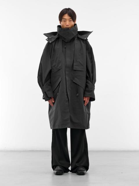 RAINMAKER KYOTO Black Nylon Oversized Parka Coat