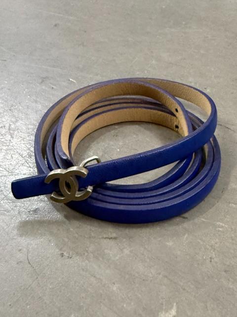 CHANEL Chanel Blue Cowhide Double C Jewelry Series Belt