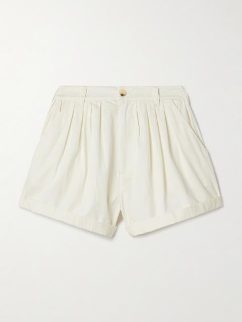 DÔEN Paige Pleated Organic Cotton-poplin Shorts