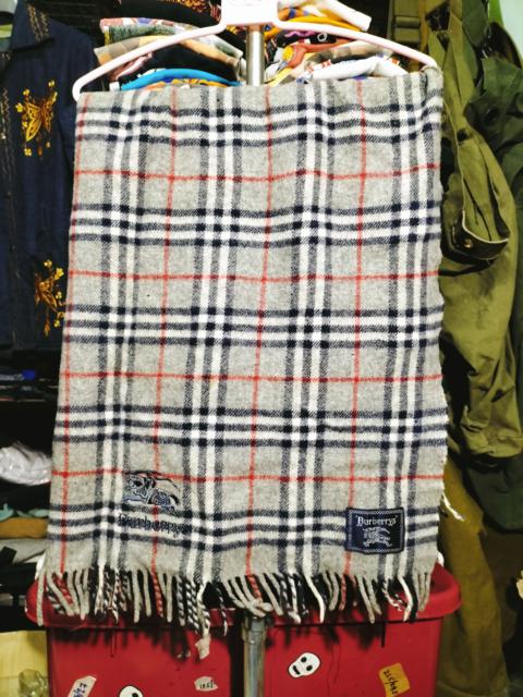 Other Designers Vintage Burberry Wool Scarf Gray Embroidery Logo OG