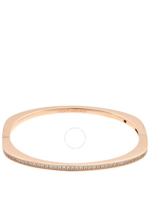 Apm Monaco - Open Box - APM Monaco Rose Alloy Dainty Pave Bangle, Size S