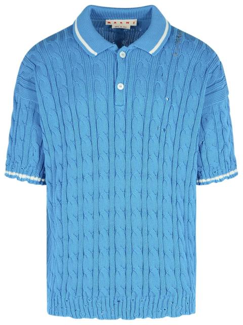 Marni Marni Polo Shirt In Light Blue Cotton Men