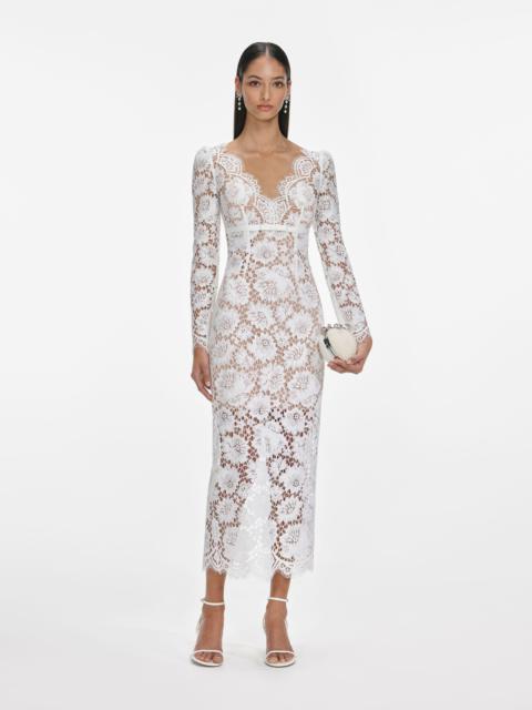 self-portrait White Floral Lace Midi Dress