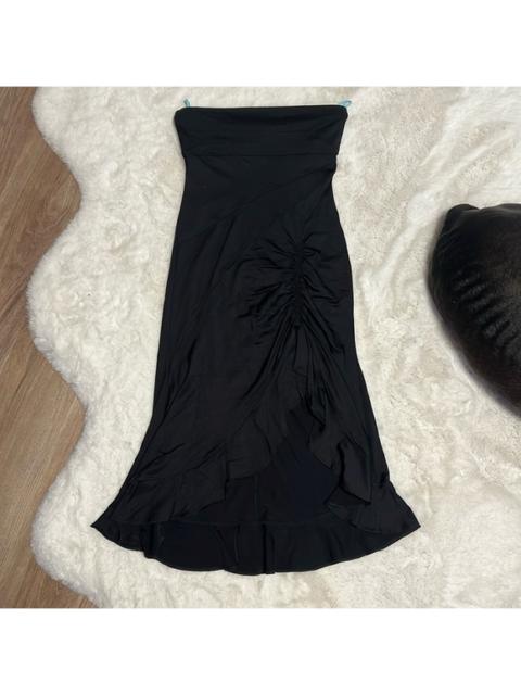 Other Designers Vintage Marciano Strapless Black Body Dress with Ruffle Slit & Butt Ruching