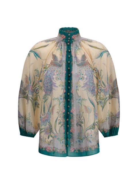 Zimmermann Zimmermann Indra Ruffle Shirt Cream Scarf Floral