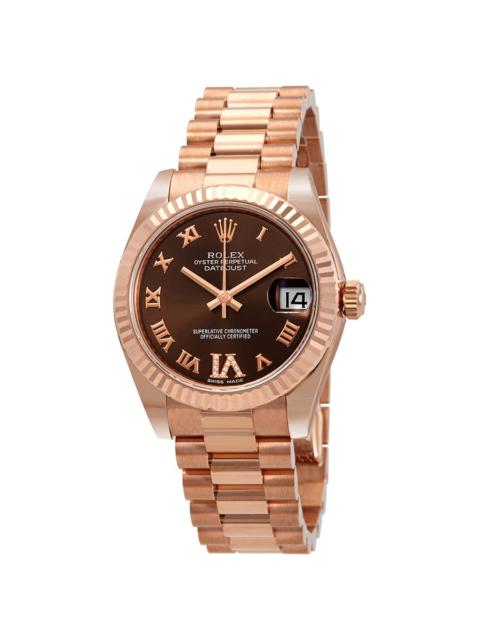ROLEX Rolex Datejust Chocolate Dial Automatic Ladies 18kt Everose Gold President Watch 178275CHRDP