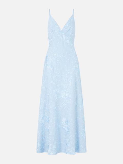 CAMILLA V NECK FULL LENGTH BIAS SLIP DRESS