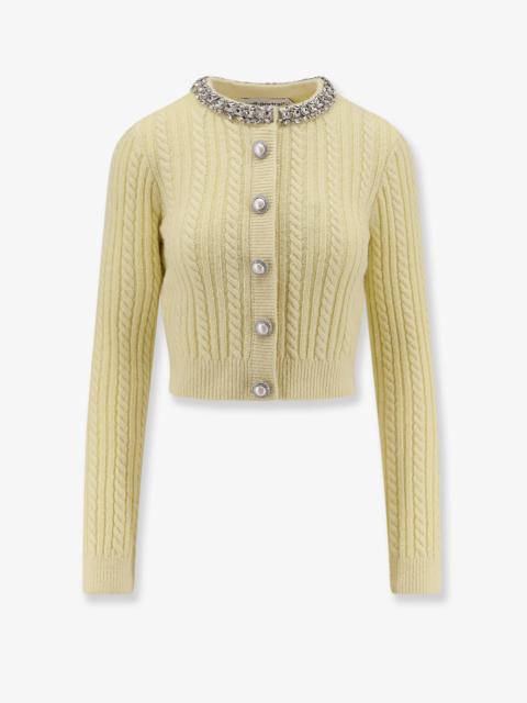 self-portrait Self Portrait Wool Blend Cardigan With Rhinestones