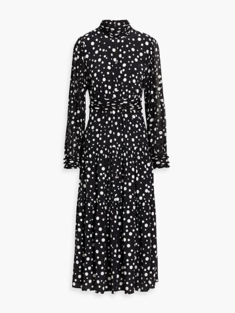 DIANE VON FURSTENBERG Sai tiered polka-dot crepe de chine and chiffon midi dress