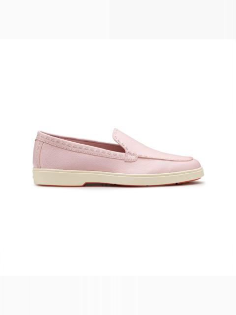 Santoni Women's pink leather loafer