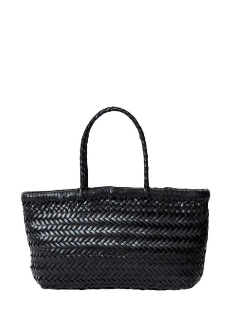 DRAGON DIFFUSION Dragon Diffusion Women 'Flat Gora' Black Mini Shoulder Bag With Two Top Handles And Interwoven Desig