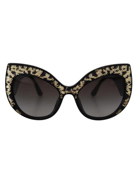 Dolce & Gabbana Black Gold Sequin Butterfly Polarized DG4326 Sunglasses