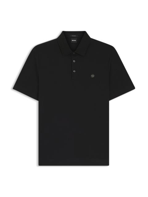 BOSS MERCERIZED-COTTON POLO SHIRT WITH DOUBLE B MONOGRAM