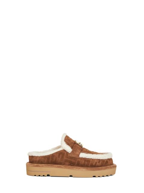 FENDI Fendi Women Brown Ff Suede Apres Chic Sabot