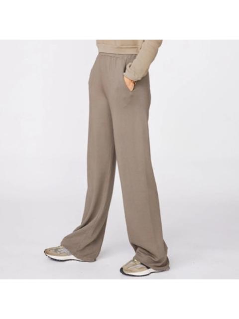 Other Designers Monrow Supersoft Fleece Wide Leg Track Pants Sweats in Dusty Olive