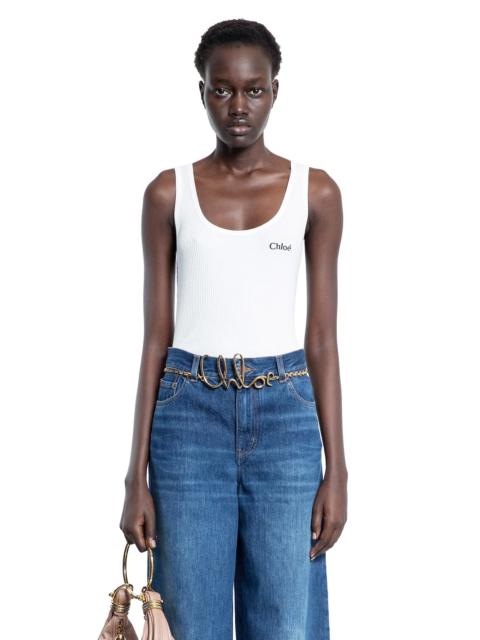 Chloé Ribbed-Jersey-Logo-Tank-Top