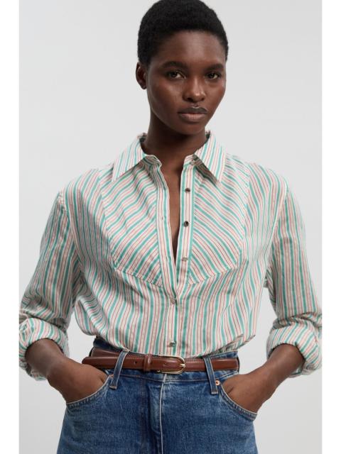 KAREN MILLEN Poplin Stripe BIb Woven Shirt