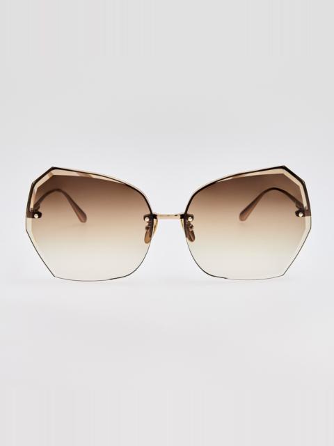 LINDA FARROW Lila Sunglasses in Mocha and Gold