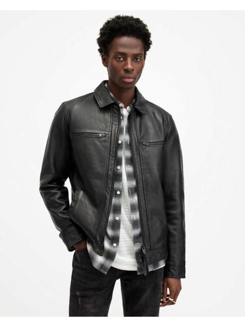 ALLSAINTS LUCK SLIM FRONT ZIP UP LEATHER JACKET