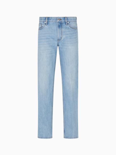 EMPORIO ARMANI J76 STRAIGHT-FIT, STONE-WASHED DENIM JEANS