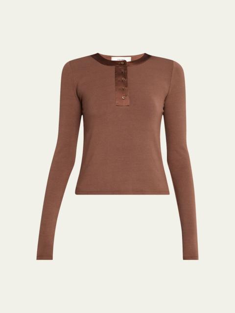 FRAME The Satin-Trim Henley Top