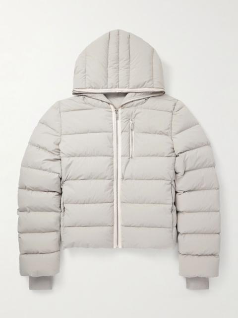 Rick Owens Quilted Shell Hooded Down Jacket Light gray