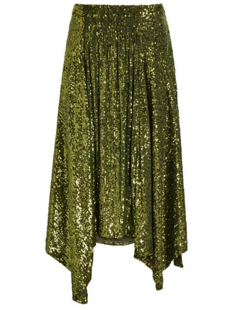 rabanne Rabanne Asymmetric Sequined Midi Skirt
