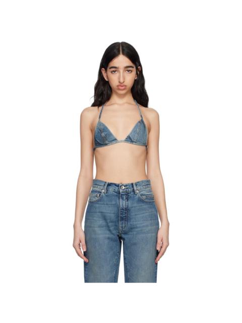 Rick Owens DRKSHDW Blue Hollywood Garment-Washed Denim Bra