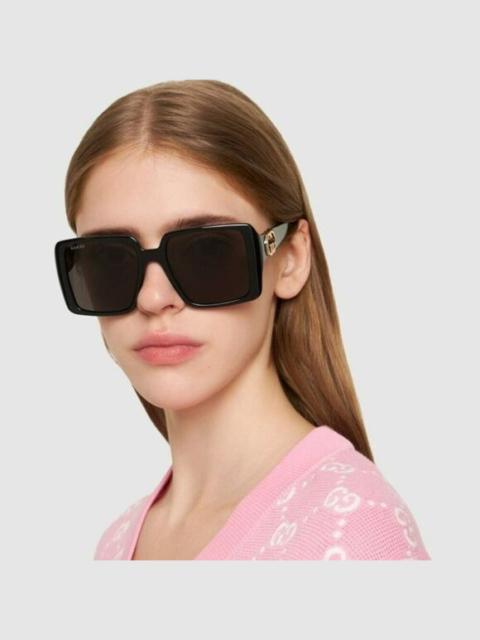 GUCCI NEW Gucci GG1692S 001 Black Grey Square Women Sunglasses