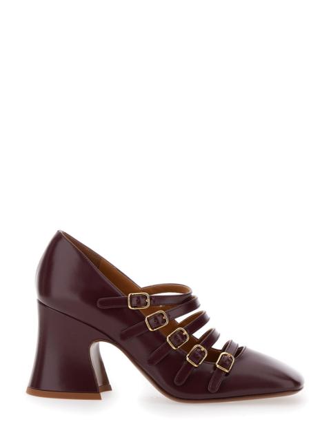 Chloé Chloé Women 'Janis' Bordeaux Décolleté With Banded Design And Large Heel In Leather Woman