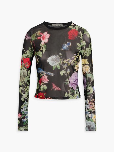 Alice + Olivia Delaina floral-print stretch-mesh top